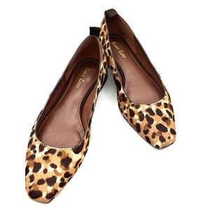 Essex Lane Elyn Leopard Print, Cow Hair Leather Ballet Flats, Size 8M